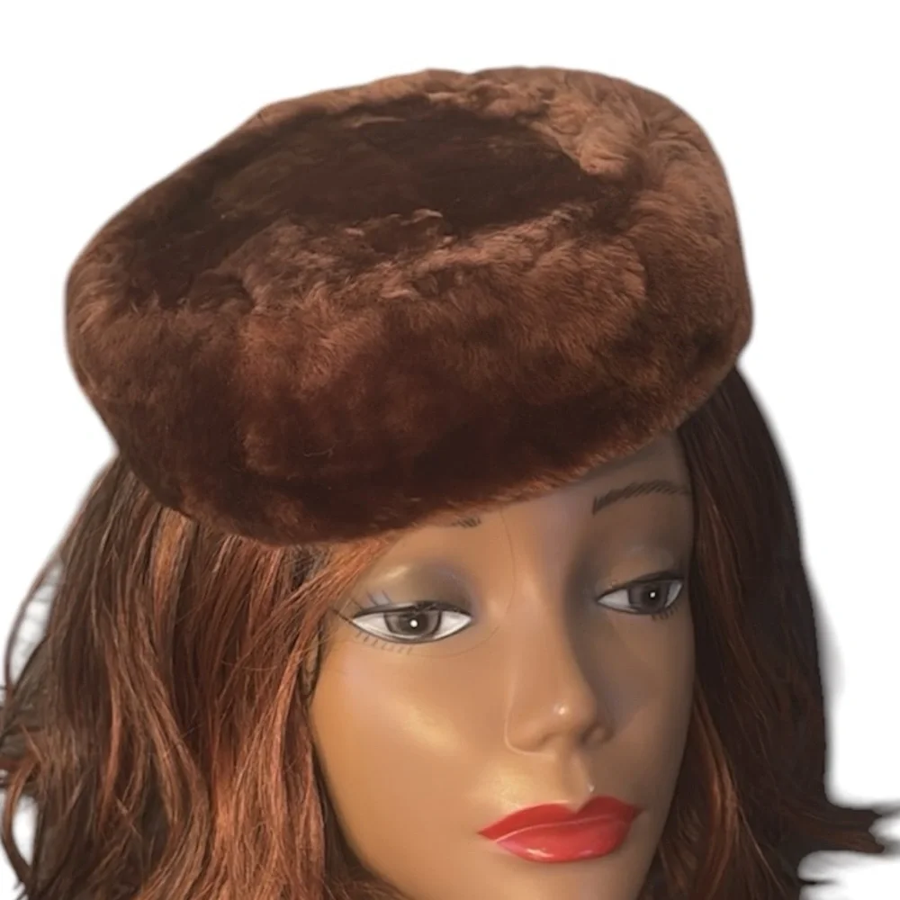 Vintage Mouton Shearling Fur Pill Box Hat - Picture 4 of 15